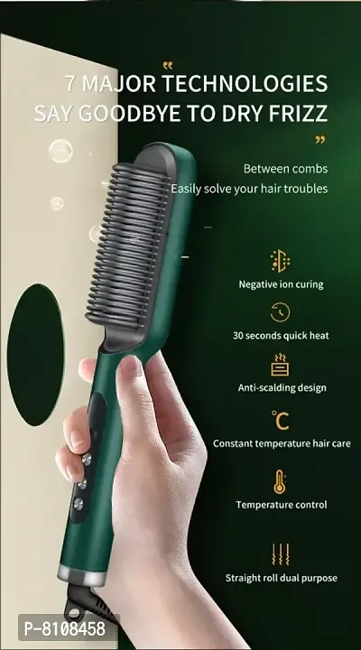 Ucancart Professional Stylish Hair Straightener Tourmaline Ceramic Hair Curler Trending Brush Comb Green-thumb4
