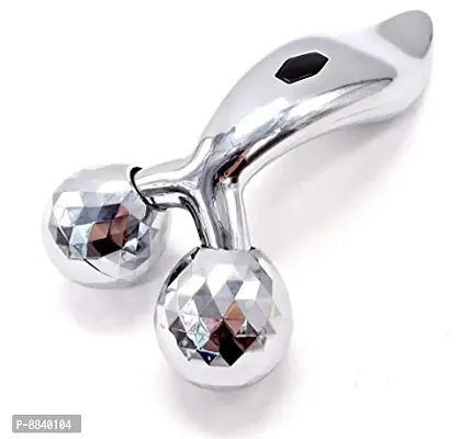 Portable 3D Manual Roller Massager/ Body Massager/ 360 Rotate Roller Face Body Massager/ Skin Lifting/ Wrinkle Remover and Facial Massage/ Relaxation and Skin Tightening Tool/ Unisex - Silver-thumb0
