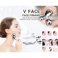 Portable 3D Manual Roller Massager/ Body Massager/ 360 Rotate Roller Face Body Massager/ Skin Lifting/ Wrinkle Remover and Facial Massage/ Relaxation and Skin Tightening Tool/ Unisex - Silver-thumb1