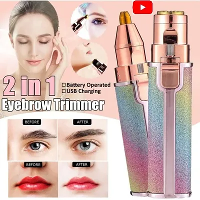 Branded Portable eyebrow trimmer for women, epilator for women, facial hair remover for women, Face, Lips, Nose Hair Removal Electric Trimmer with Light Rainbow