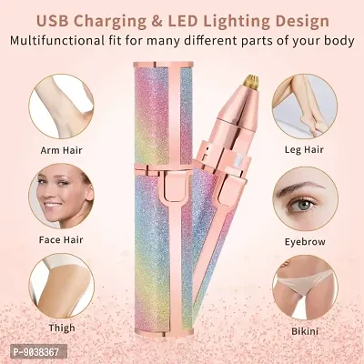 Branded Portable eyebrow trimmer for women, epilator for women, facial hair remover for women, Face, Lips, Nose Hair Removal Electric Trimmer with Light Rainbow-thumb3