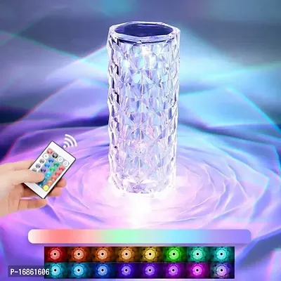 Crystal Table Lamp Rose Lamp with Touch Control, 16 Colors Changing RGB Night Light, Romantic Valentines Day Gift Night Light, USB Rechargeable Battery LED Lamp for Bedroom Living Room Party Decor-thumb0