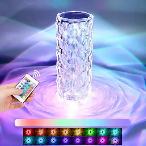 DIKUJI ENTERPRISE Crystal Diamond Lamp | 16 Color RGB Changing Mode LED Night Lights | USB Remote and Touch Control Desk Lamp for Bedroom, Living Room