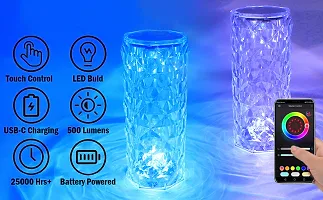 Crystal Table Lamp Rose Lamp with Touch Control, 16 Colors Changing RGB Night Light, Romantic Valentines Day Gift Night Light, USB Rechargeable Battery LED Lamp for Bedroom Living Room Party Decor-thumb3