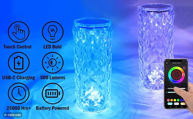 Crystal Table Lamp Rose Lamp with Touch Control, 16 Colors Changing RGB Night Light, Romantic Valentines Day Gift Night Light, USB Rechargeable Battery LED Lamp for Bedroom Living Room Party Decor-thumb4