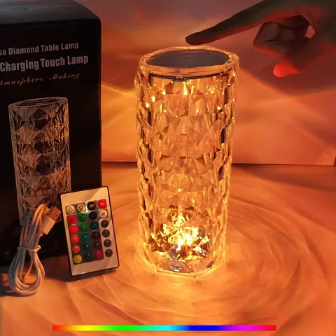 Touch Diamond Crystal Lamp,Crystal Rose Lamp,16 Color RGB Changing LED Lights Table Lamp  (10 cm, Multicolor)