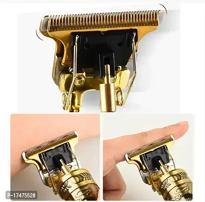 Golden Colored Trimmer For Men Buddha Style Hair Trimming Zero Gapped Adjustable Hair Clipper For Professional Haircut With Low Noise Feature Metal Body Rechargeable Hair Removal Trimmers-thumb3