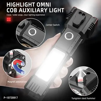 Usb Charging Super Bright Led Flashlight With Safety Hammer Side Light Torch Portable Lantern Outdoor Adventure Lighting
