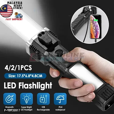 Usb Charging Super Bright Led Flashlight With Safety Hammer Side Light Torch Portable Lantern Outdoor Adventure Lighting-thumb5