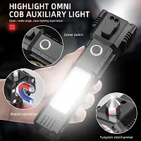 Rechargeable Torch Flashlight,Long Distance Beam Range Car Rescue Torch with Hammer Window Glass and Seat Belt Cutter Built in Mobile USB Fast Charger Power Bank (Multicolor)-thumb1