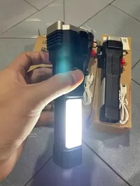 Rechargeable Torch Flashlight Long Distance Beam Range, Car Rescue Torch With Hammer Window Glass And Seat Belt Cutter Built In Mobile USB Fast Charger Power Bank-thumb1