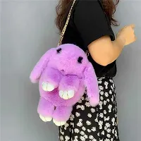 Teddy Rabbit Furry Sling Purse | Cute Bunny Sling Bag | Fur Gorgeous Sling Bag For Kids And Girl | Cute Rabbit Sling Bag | Fluffy Bunny Shoulder Bag | Cross Body Sling Bag For Girls | Soft Hand Bag-thumb2