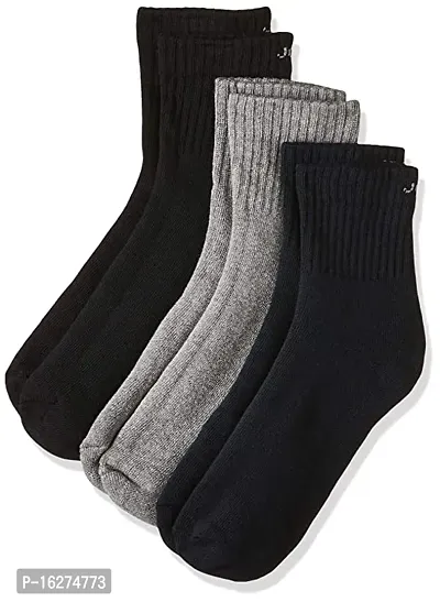 Ankle Length Cotton Socks for Men and Women , Pack of 3 Multicoloured Socks - Free Size-thumb0