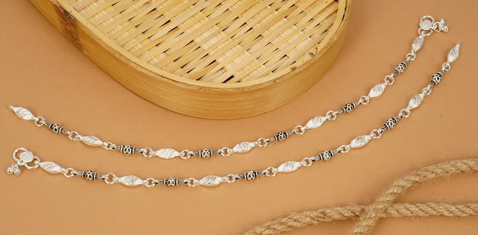 Traditional payal Girls and Women Silver Plating White Metal Payal Alloy Anklet