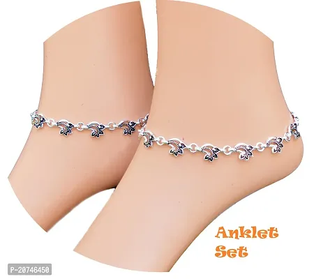 Indian Traditional payal Girls and Women Silver Plating White Metal Payal Alloy Anklet