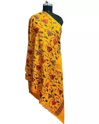 Kashmir Embroidered, Poly Acralic Wool 28X80 Traditional Ari Embroidery Shawl/Stoles for Women,Ladies,Girls