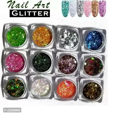 Nail Art Decorations Nail Glitter Flakes Sparkly 3D Colorful Nail Art Glitter (Multi Shade)