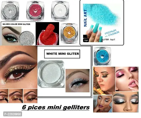 Multicolor Eye Shadow Glitter Powder Set And Nail Art Decoration (Multi Color)