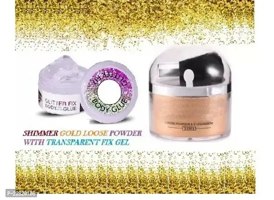 Golden Shimmer Make Up Loose Highlighter With Transparent Gel Fix (Gold)