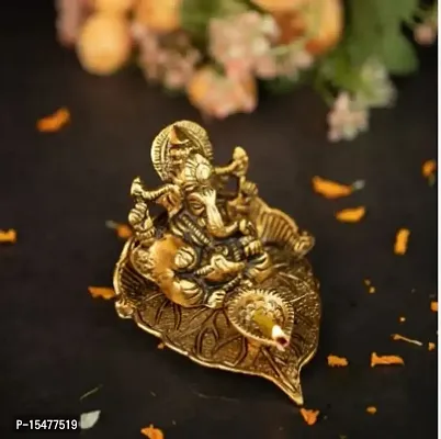 Kamakshi Art Metal Leaf Ganesha Diya Showpiece Pack-01