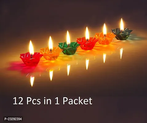 Diwali Festival Floating with Reflection Hard  Plastic Diya's Set (12 Pcs)-thumb0