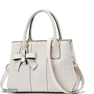 Stylish White PU Solid Handbags For Women-thumb0