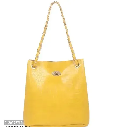 Stylish Yellow PU Solid Handbags For Women-thumb0