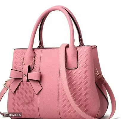 Stylish Pink PU Solid Handbags For Women-thumb0