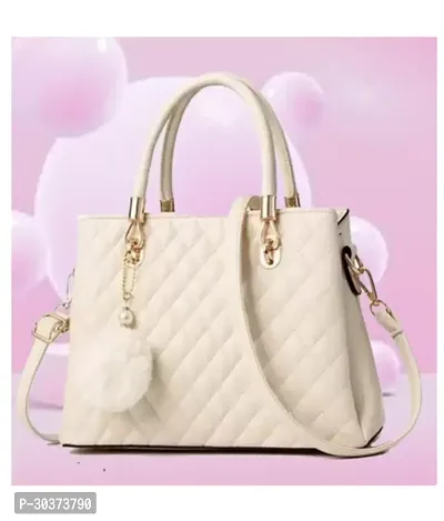 Stylish White PU Solid Handbags For Women