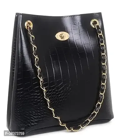 Stylish Black PU Solid Handbags For Women-thumb0