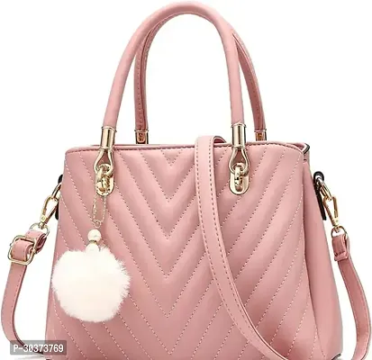 Stylish Pink PU Solid Handbags For Women-thumb0