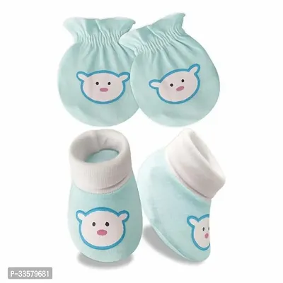 Cute Cotton Printed Mitten And Booties Combo  0-6 Months-thumb0