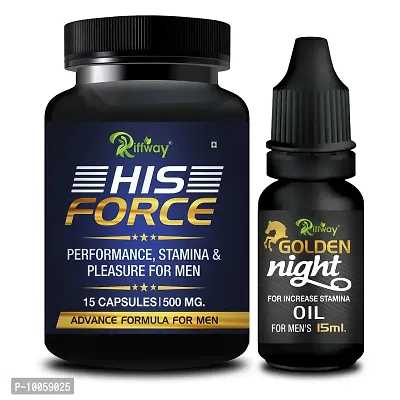 His Force Sexual Capsule With Night Combo Long Time Sex Capsule Sexual Oil | Sex Oil For Men Long Time Massage Oil For Men | Ling Capsule Ling Oil | Long Timing Sex Power  For S-E-X Longer Orgasm ( pack Of 2 )