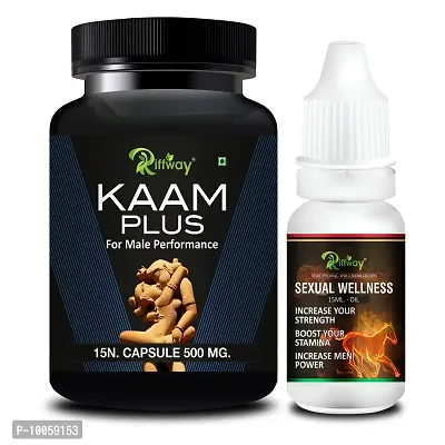 Kaam Plus Sexual Capsule With Men Combo Long Time Sex Capsule Sexual Oil | Sex Oil For Men Long Time Massage Oil For Men | Ling Capsule Ling Oil | Long Timing Sex Power  For S-E-X Longer Orgasm ( pack Of 2 )-thumb0