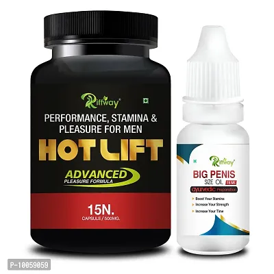 Hot Lift Sexual Capsule With Big Pen Combo Long Time Sex Capsule Sexual Oil | Sex Oil For Men Long Time Massage Oil For Men | Ling Capsule Ling Oil | Long Timing Sex Power  For S-E-X Long Orgasm ( pack Of 2 )-thumb0