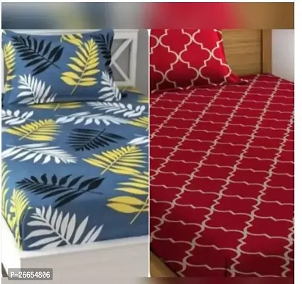 Stylish Cotton Blend Single Bed Sheet with 1 Pillow Cover Pack of 2