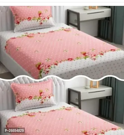 Stylish Cotton Blend Single Bed Sheet with 1 Pillow Cover Pack of 2