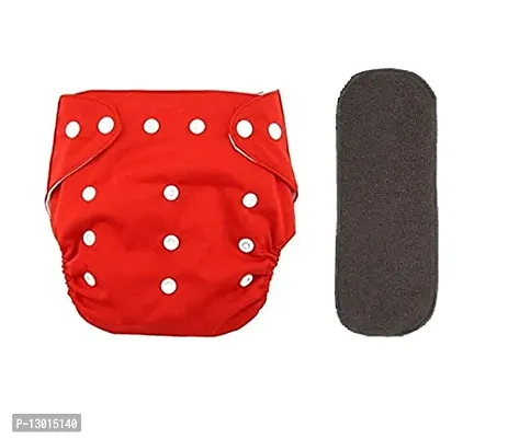 Kokal Washable And Usable Cloth Diapers,Adjustable Size (Red) With 1 Black Insert