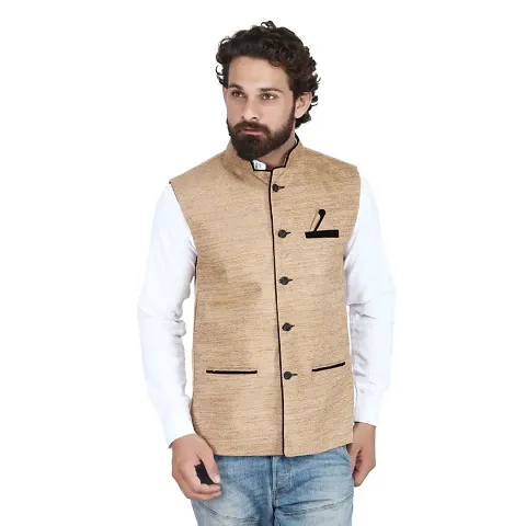 Kokal Jute Nehru Jacket,Size-S