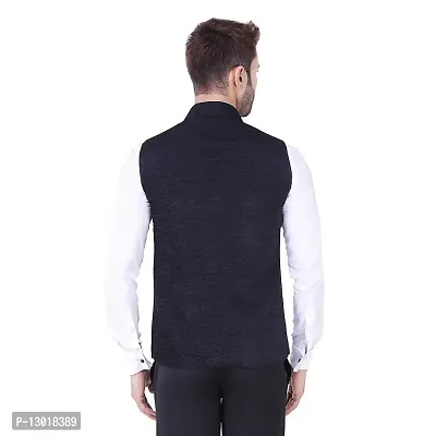 Kokal Black Men's Jute Waistcoat | Modi Jacket | Nehru Jacket for Men Stylish Bandhgala Sleeveless Regular Fit for Festive, Casual, or Occasional (Size-S)-thumb4