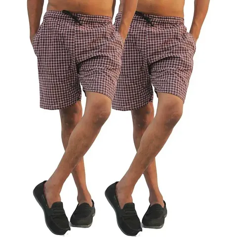 Kokal Men's Regular Fit Checkered Nightwear Boxer Shorts Pack of 2(Size-XXL)