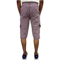 Men's Cotton Checkered Printed Three Fourth Capri Shorts (XX-Large, Red : Blue : Green)-thumb3