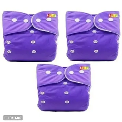 Kokal All in One Washable Reusable Adjustable Cloth Diapers, Pocket Diapers, Diaper Nappies (3 Purple Diaper)-thumb0
