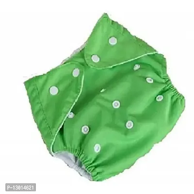 Kokal Solid Cloth Diapers for Babies, Washable Reusable, Adjustable (1 Green Diaper)-thumb0