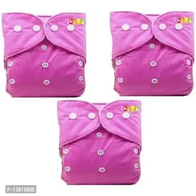 Kokal Baby Pocket Diaper Washable Reusable Absorbent Adjustable or free size Cloth Pocket Diaper/Nappy (3 Pink Diaper)
