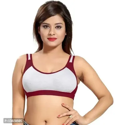 Kokal Maroon Cotton Blend Push-Up Bra,Size-32