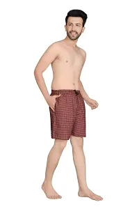 Mens Poly Cotton Checked Shorts Red-thumb2