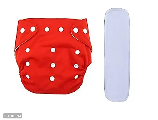 Kokal Washable And Usable Cloth Diapers,Adjustable Size (Red) With 1 White Insert