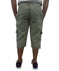 Men's Cotton Checkered Printed Three Fourth Capri Shorts (XX-Large, Red : Blue : Green)-thumb1