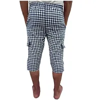 Men's Cotton Checkered Printed 3/4 Capri, Shorts, Red- Pack-of -1 (2XL, Black)-thumb1